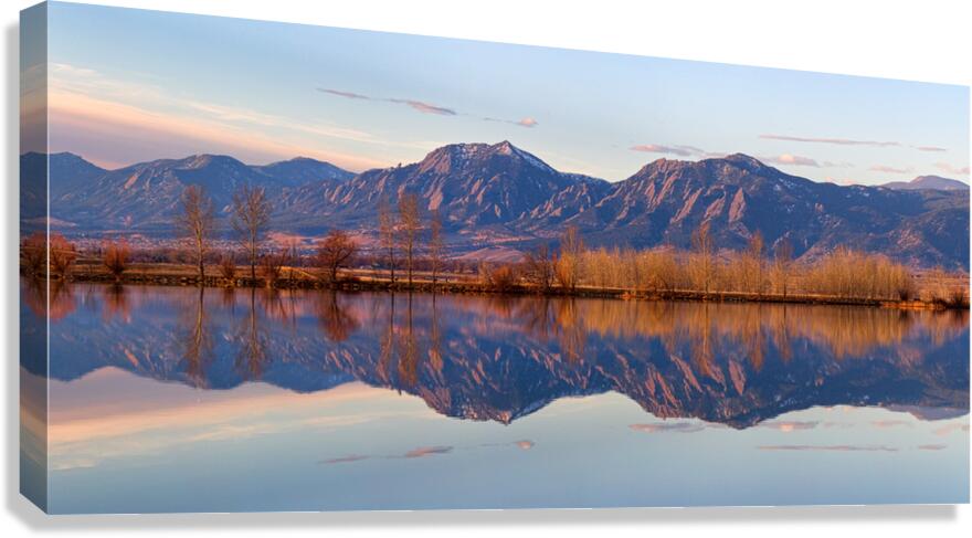 Flatirons Sunrise Reflections Panorama Boulder Colorado Canvas Print