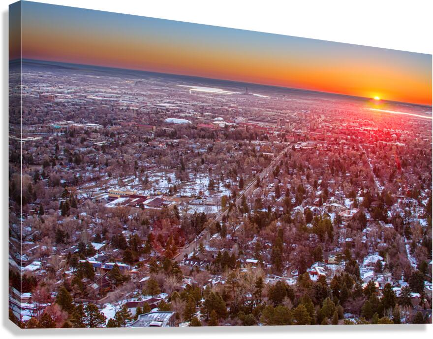 Winter Morning Sunrise Over Boulder Colorado University Canvas Print