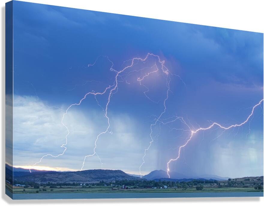 Rocky Mountain Foothills Lightning Strikes Canvas Print