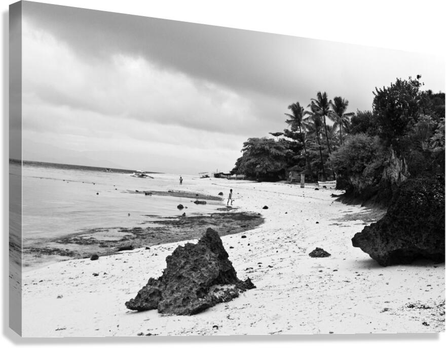 Moalboal Cebu White Sand Beach in Black and White Canvas Print