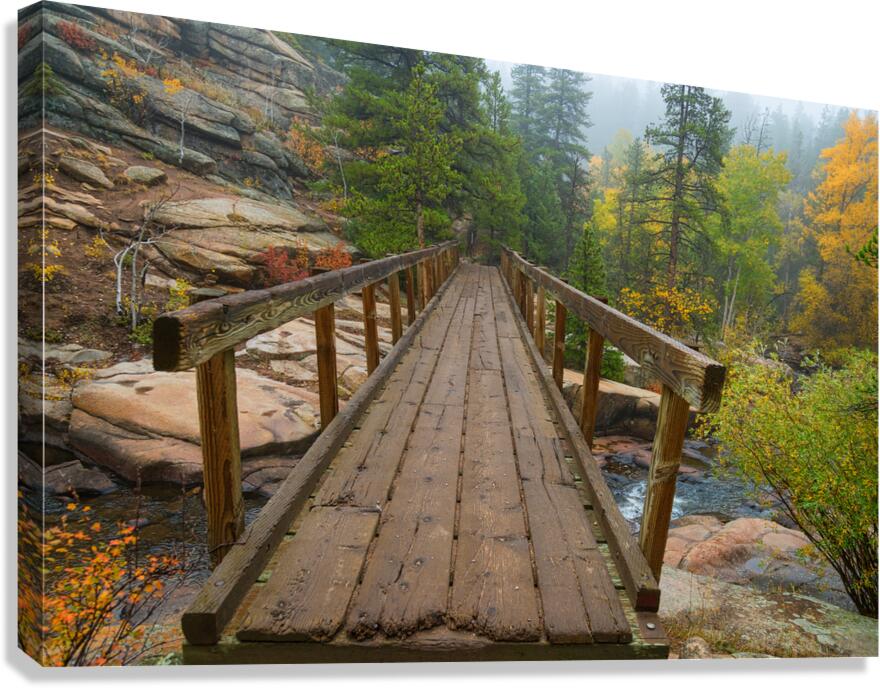 Rustic Wood Hiking Bridge Crossing Canvas Print
