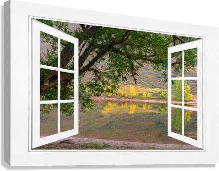 Autumn Season Lakeside  Open White View Canvas Print