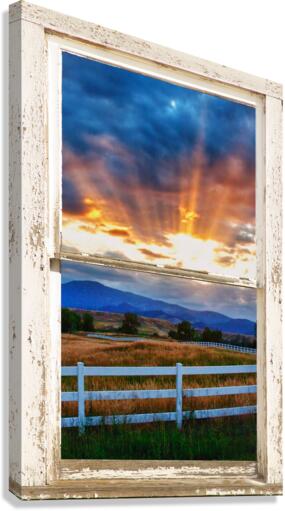 Country Beams sunlight White Barn Window Canvas Print