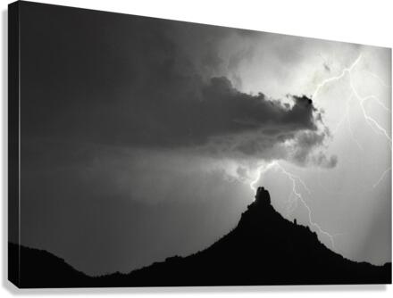 Pinnacle Peak Arizona Lightning Strike BW Canvas Print