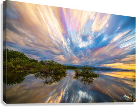 Sunset Lake Reflections Timed Stack  Canvas Print