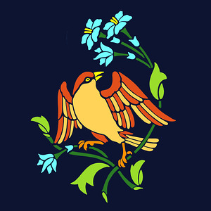 BIRD AMONG FLOWERS