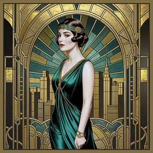 ART DECO SETTING AND FLAPPER GIRL