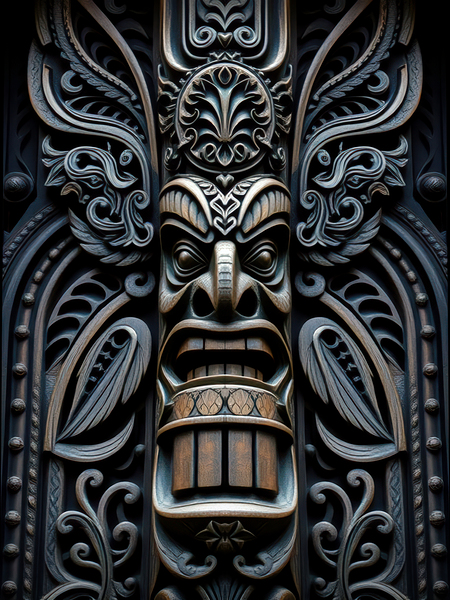 METAL SCULPTURE OF TRIBAL TIKI TOTEM by Sergio Cerrato