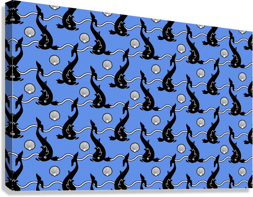 SEAMLESS PATTERN WITH DOLPHIN Canvas Print