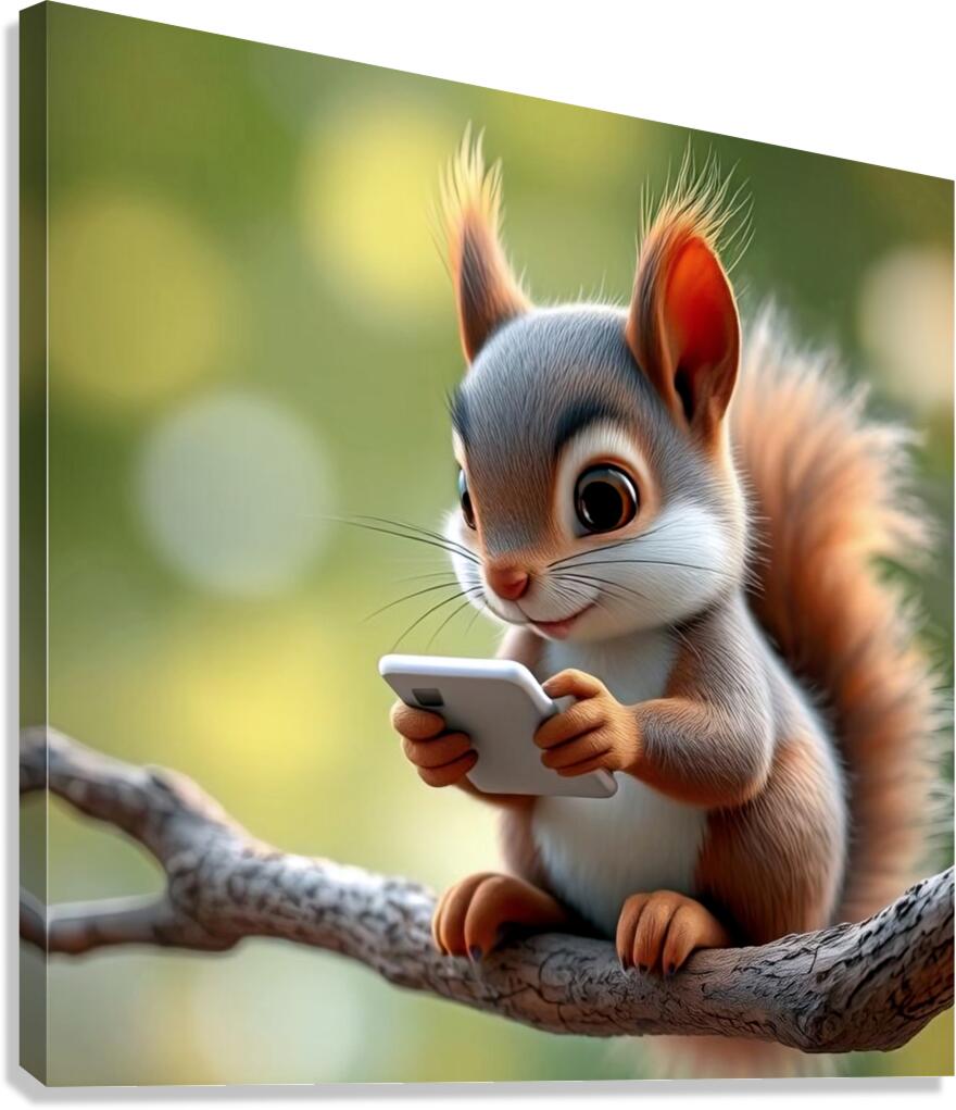 SQUIRREL WITH SMARTPHONE 2 Canvas Print