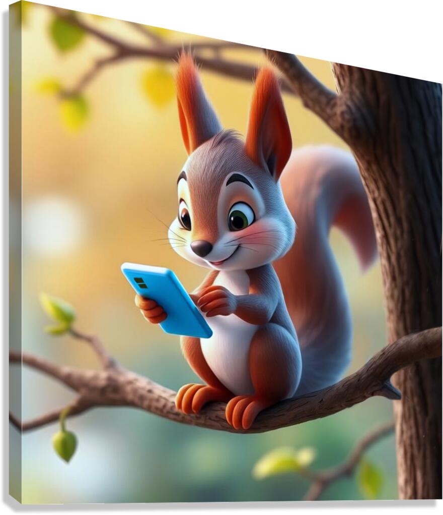SQUIRREL WITH SMARTPHONE 3 Canvas Print