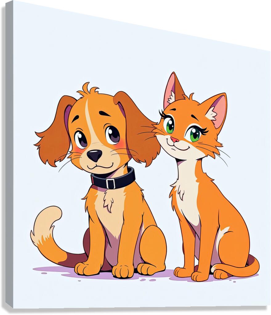 FRIENDSHIP BETWEEN DOG AND CAT Canvas Print