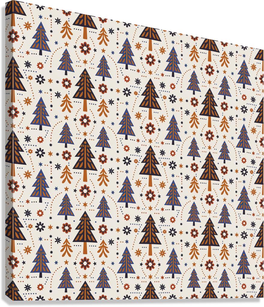SEAMLESS SQUARE PATTERN WITH PINE TREES Canvas Print