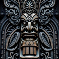 METAL SCULPTURE OF TRIBAL TIKI TOTEM