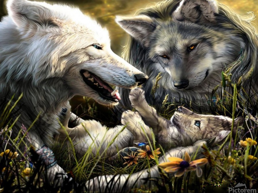 Wolf Family by Coolbits Artworks Wall Art