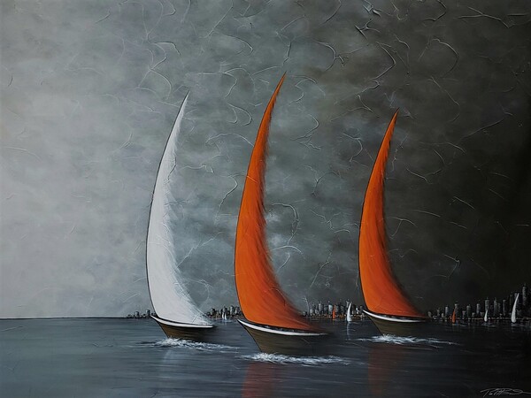 Nos trois enfants  by Rachel Boisvert Artiste Peintre