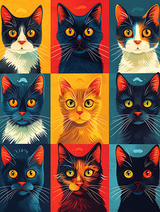 Vibrant and Quirky Cats 