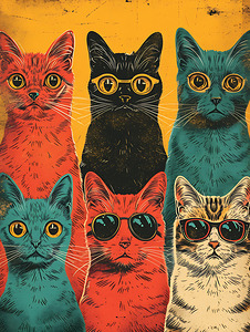 Colorful and Funky Cats 