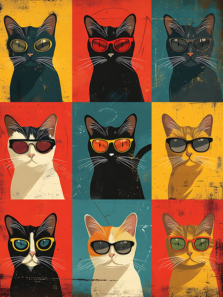 Fantastic Funky Cats  Print