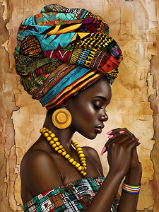 Elegant African Women Painting Digital Art Print - Figurative Ethnic Wall Decor