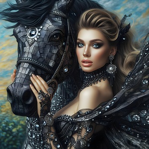 Beautiful Woman With Her Horse