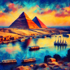 Pyramids of Giza Wall Mural - Ancient Egyptian Artwork