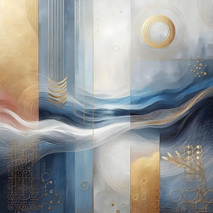 Contemporary Blue Gold Abstract Print Printable Digital Art for Home