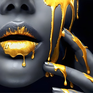 Woman With Gold Lips