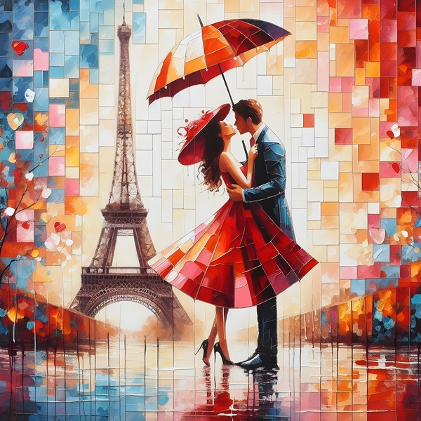 Romantic Couple Scene In France Nights Print