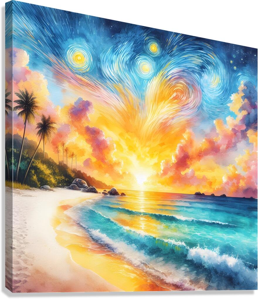 Celestial Dreamscape Wall Art - Captivating Starry Sky Painting Canvas Print