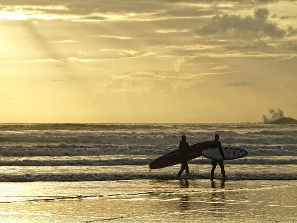 Cox Bay surfing sunset Print