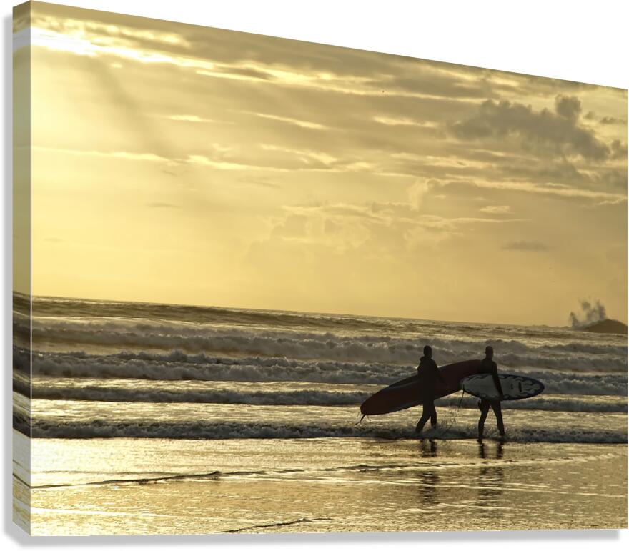 Cox Bay surfing sunset Canvas Print