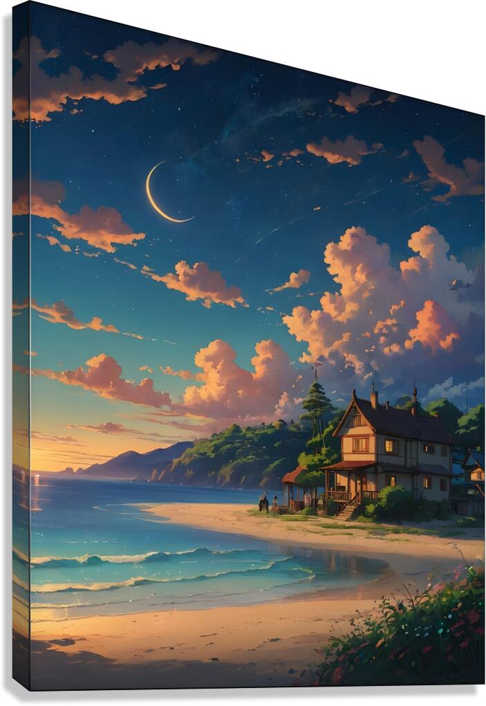 Residential area overlooking sunset clouds scaly Canvas Print