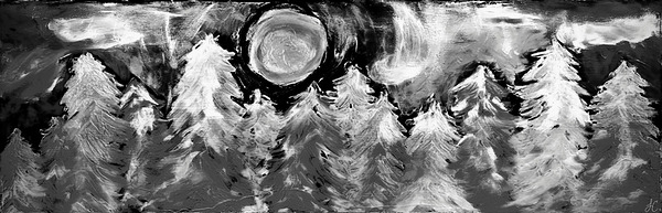 The Forest Drenched in Silver Moonlight Print