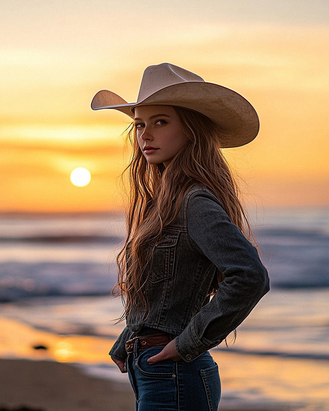 The Sunset Cowgirl Print