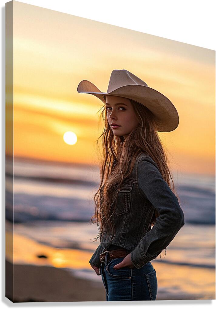 The Sunset Cowgirl Canvas Print