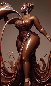 Chocolate Goddess Art - Stunning Afrocentric Digital Painting of a Chocolate Queen