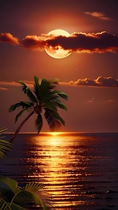Golden Sunset Paradise  Tropical Beach Wall Poste