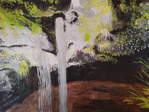 WATER FALL IN THE LAKE POND