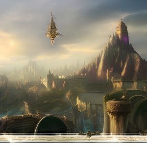 Mountain Castle with Floating Island
