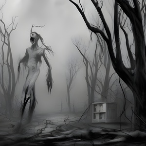 Ghost Spirit Haunting House in Forest