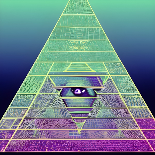 Synth Geometric Pyramid Print