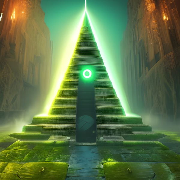 Green Future Temple Pyramid Print