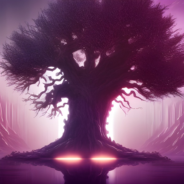Neon Glowing Tree Print