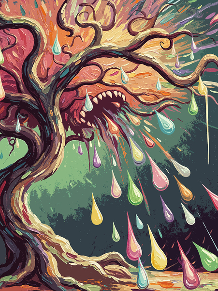 Tree crying raining gum by Brainart
