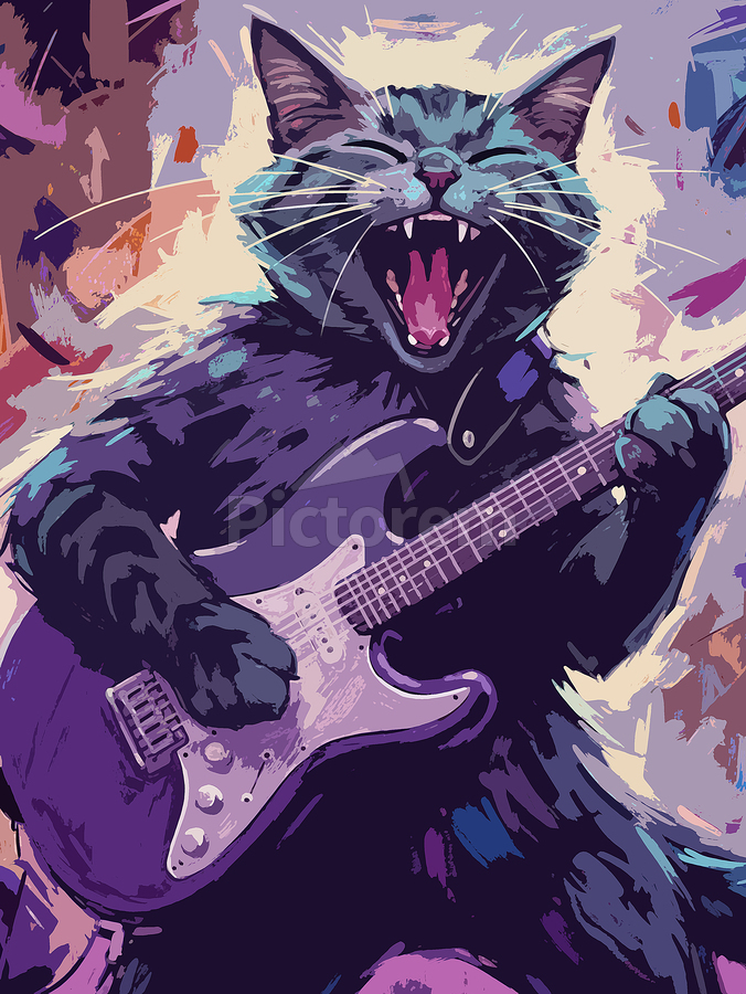 Rocker Cat by Brainart Wall Art
