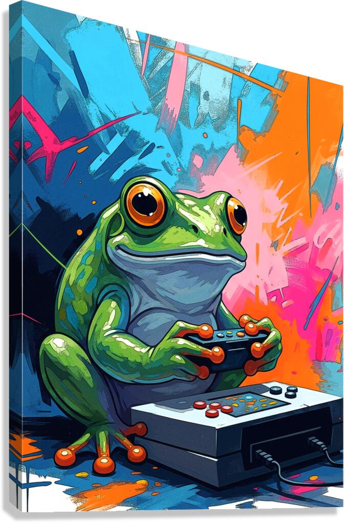 frog playing game Canvas Print