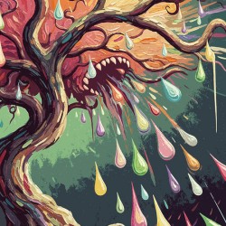 Tree crying raining gum