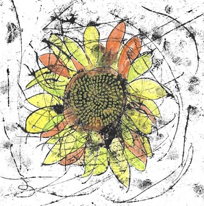 Yellow Sun Flower Monoprint