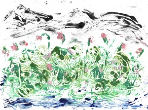 Lotus Landscape  Monoprint